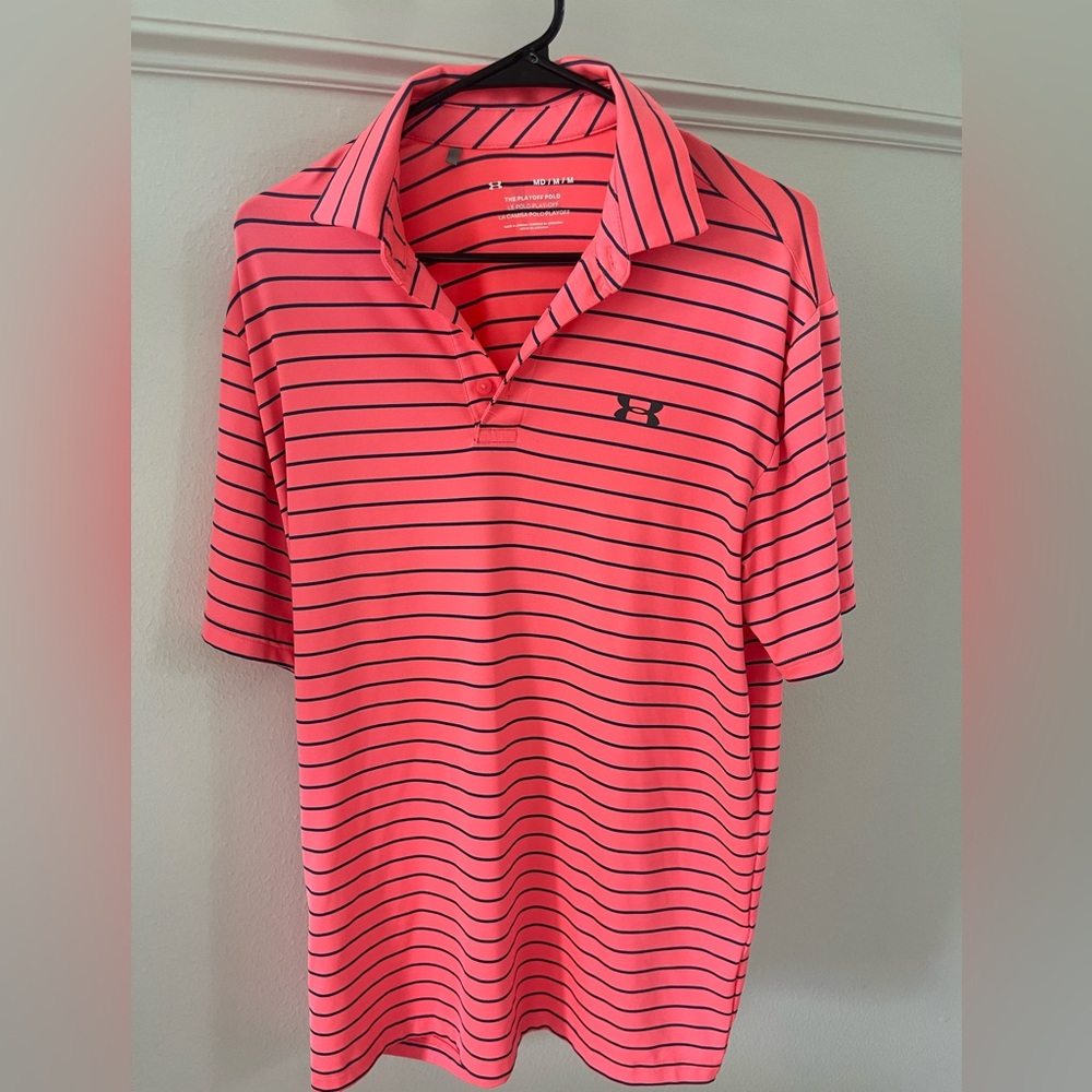 Under Armour Pink and Black Performance Polo